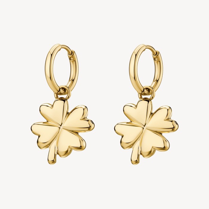 Orecchini pendenti BROSWAY Chakra in acciaio 316L dorato QUADRIFOGLIO BHKE201