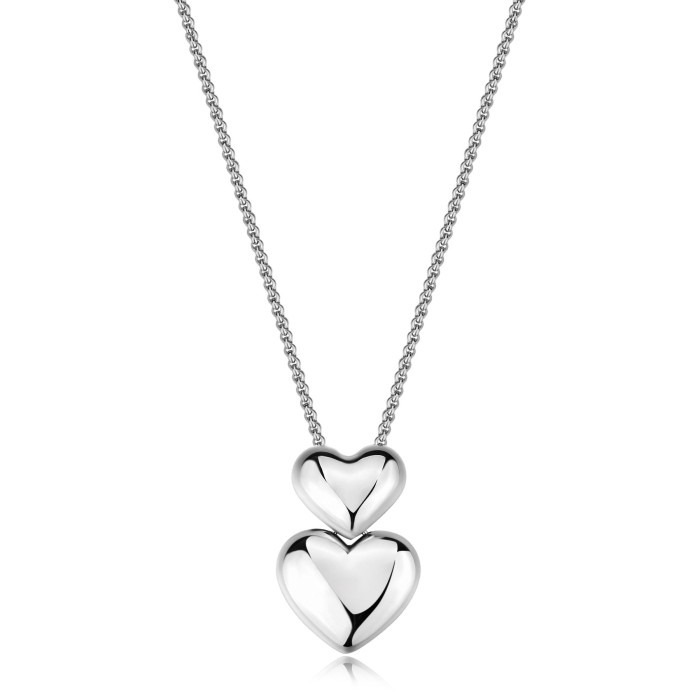 Collana girocollo S'AGAPO Stellar SSE55 in acciaio 316L con 2 Cuori pendenti