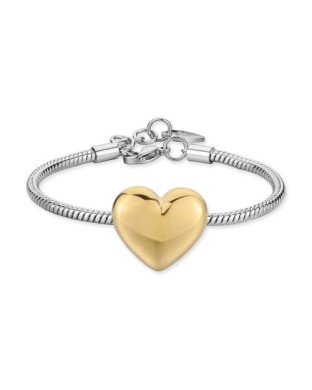 Bracciale S'AGAPO Stellar SSE60 in acciaio 316L con centrale Cuore dorato