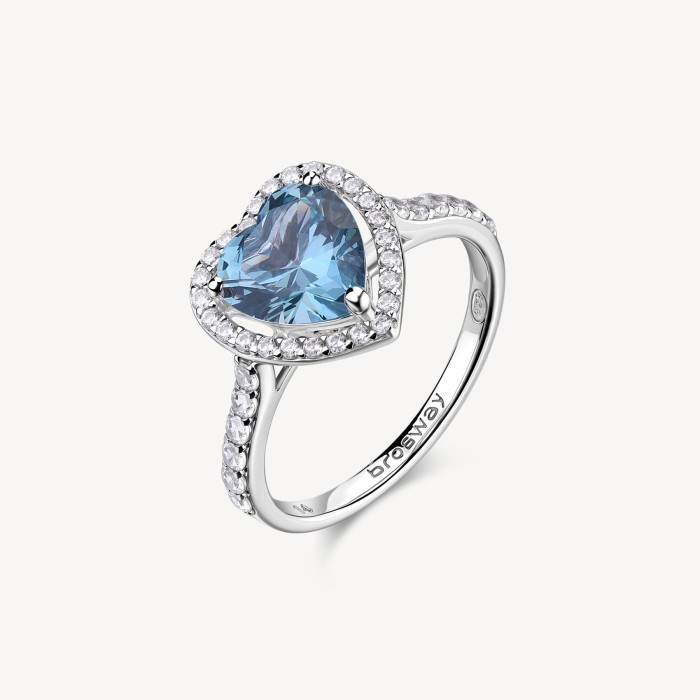 Anello BROSWAY FANCY in argento 925 cristalli bianchi e light sapphire FCL128B Misura 12