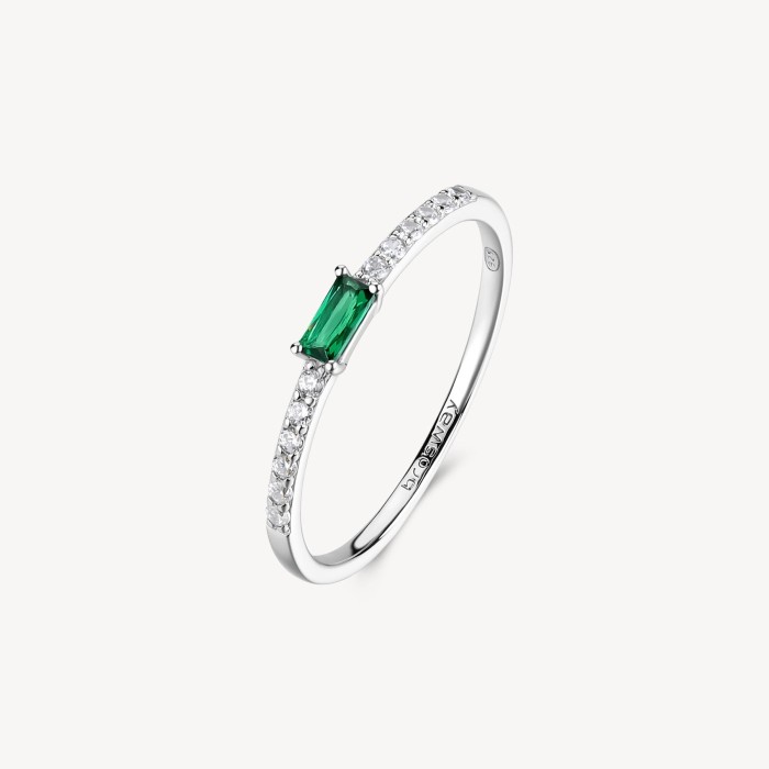 Anello BROSWAY FANCY in argento 925 cristalli bianchi ed emerald FLG148A Misura 10