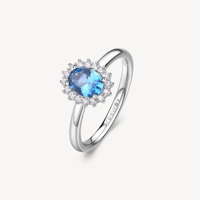Anello Kate BROSWAY FANCY in argento rodiato 925 e cubic zirconia sapphire e bianchi FFB70B Misura 12
