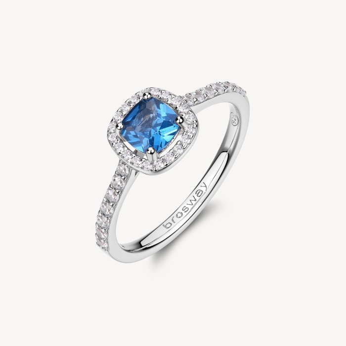 Anello BROSWAY FANCY in argento 925 e cristalli bianchi e sapphire FFB129B Misura 12