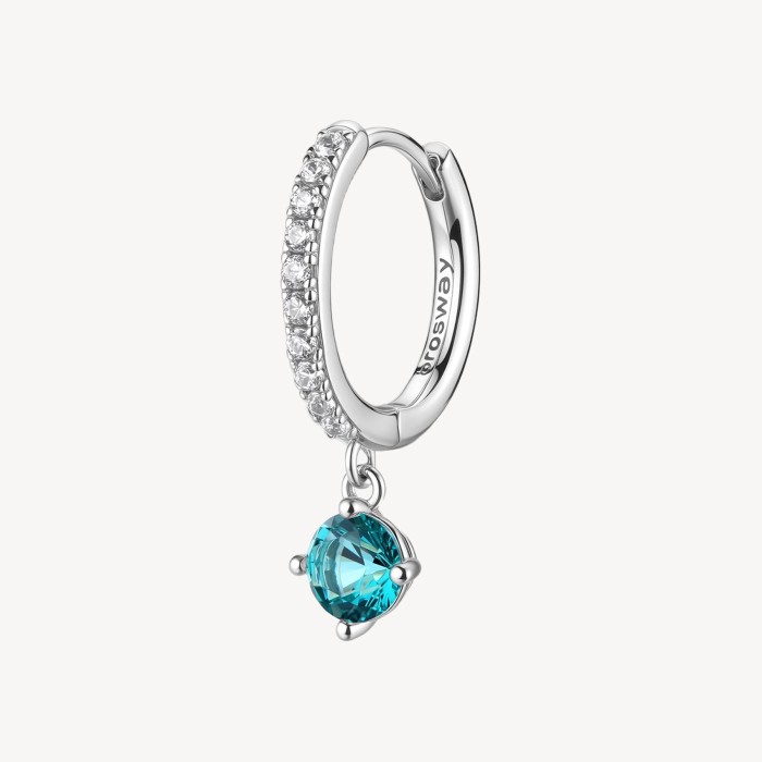 Orecchino cerchietto BROSWAY FANCY in argento 925 cristalli bianchi e aqua green FAG12