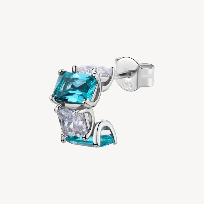 Orecchino cerchietto BROSWAY FANCY in argento 925 cristalli bianchi e aqua green FAG14
