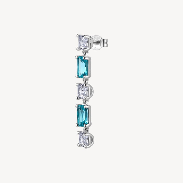 Orecchino pendente BROSWAY FANCY in argento 925 cristalli bianchi e aqua green FAG19