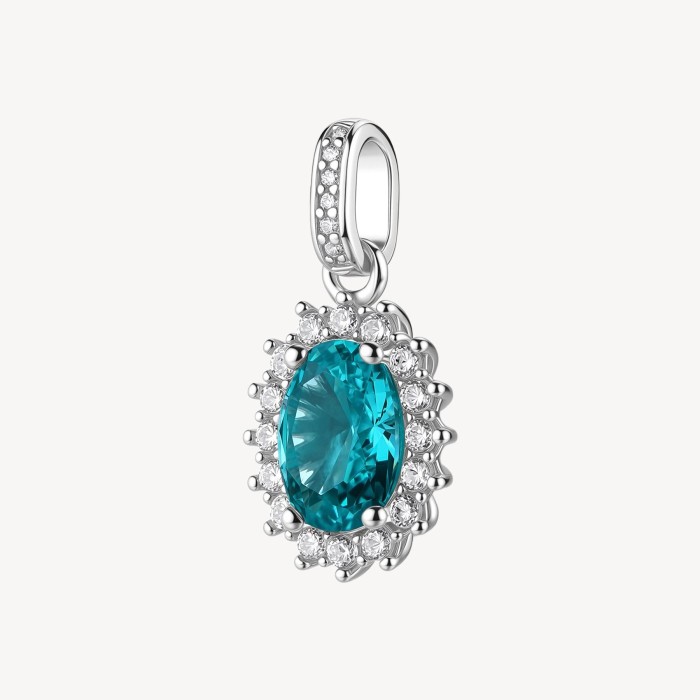 Charm Kate BROSWAY FANCY in argento 925 cristalli bianchi e aqua green FAG01