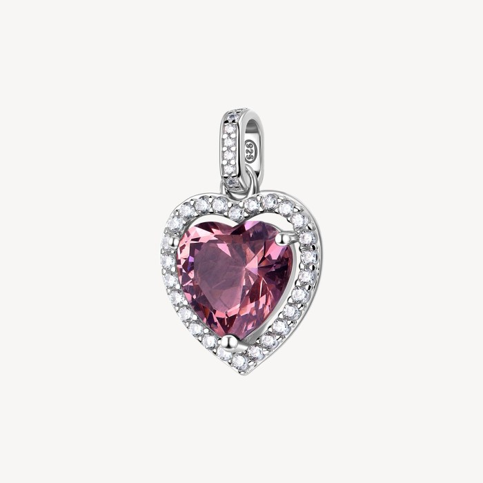Charm Cuore BROSWAY FANCY in argento 925 cristalli bianchi e vintage rose FTP22