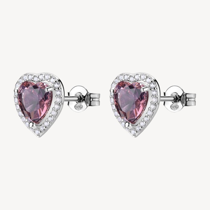 Orecchini Cuore BROSWAY FANCY in argento 925 cristalli bianchi e vintage rose FTP24
