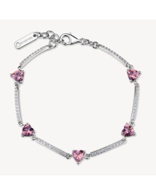 Bracciale semirigido Cuori BROSWAY FANCY in argento 925 cristalli bianchi e vintage rose FTP07