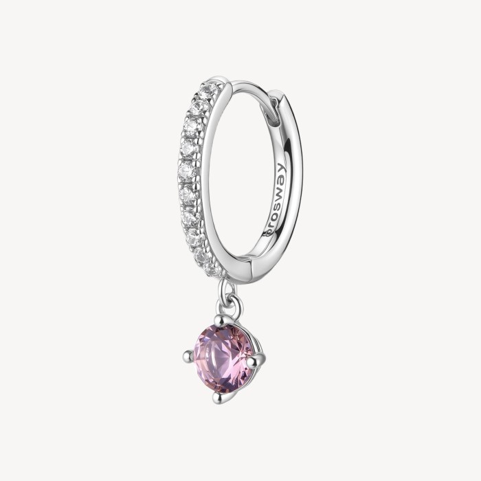 Orecchino a cerchietto BROSWAY FANCY in argento 925 cristalli bianchi e vintage rose FTP11