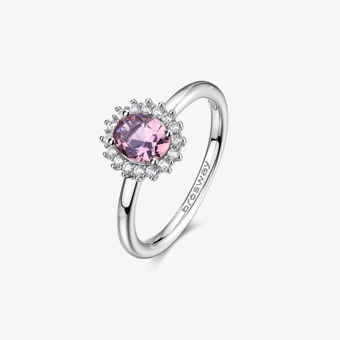Anello Kate BROSWAY FANCY in argento 925 cristalli bianchi e vintage rose FTP18C Misura 14