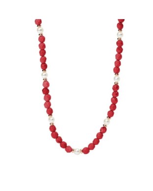 Collana MABINA in argento 925 dorato perle coltivate e corallo bambu 553604
