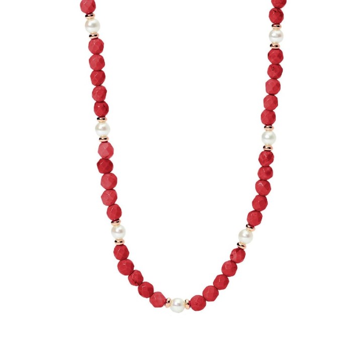 Collana MABINA in argento 925 dorato perle coltivate e corallo bambu 553604