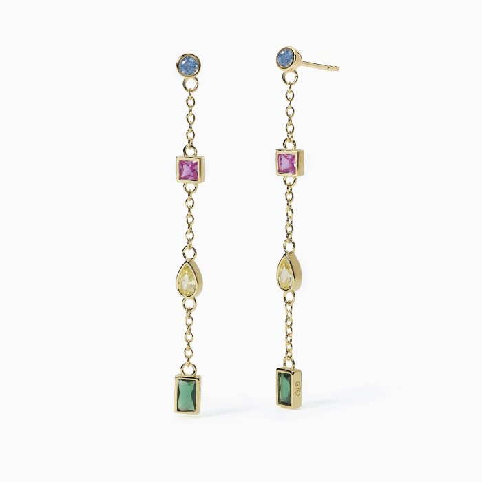 Orecchini pendenti MABINA Rainbow 563658 in  argento 925 dorato e cristalli colorati