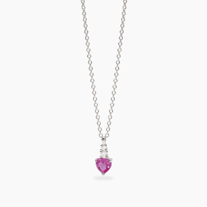 Collana girocollo MABINA Rouge 553860 in  argento 925  con pendente coridone rosa sintetico taglio Cuore