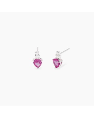 Orecchini MABINA Rouge 563951 in argento 925 con pendente coridone rosa sintetico taglio Cuore