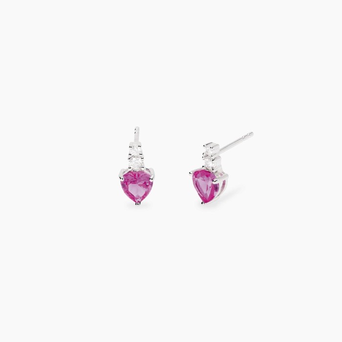 Orecchini MABINA Rouge 563951 in argento 925 con pendente coridone rosa sintetico taglio Cuore