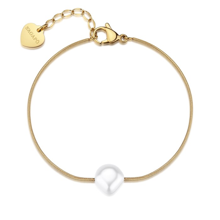 Bracciale  S'AGAPO Wisdom SWI44 in acciaio 316L dorato con perla