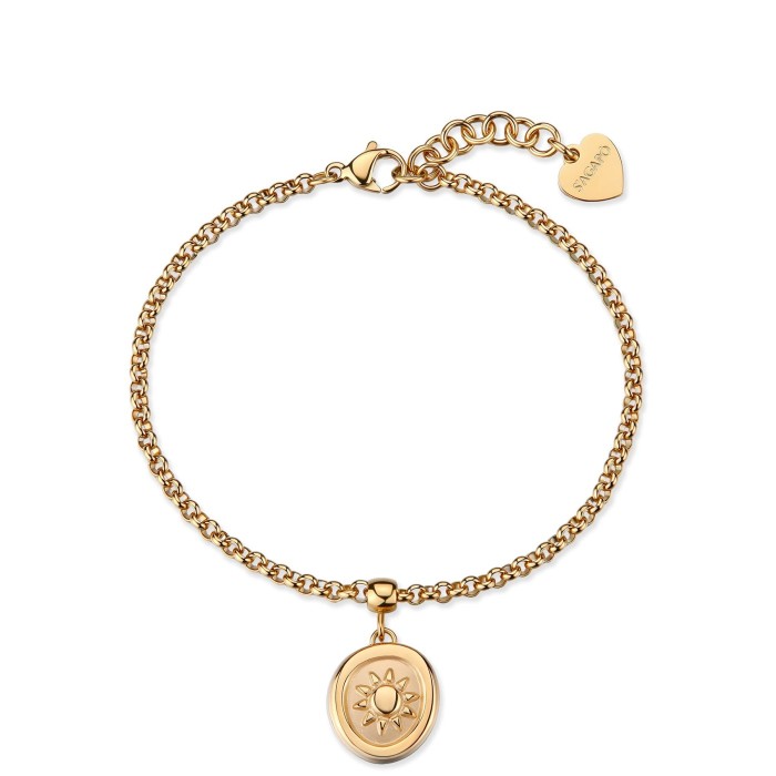 Bracciale  S'AGAPO Feelings SFE49 in acciaio 316L dorato con pendente Sole
