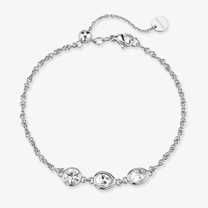 Bracciale BROSWAY Symphonia in acciaio 316L con cristalli forma goccia ovale tondo BYM205