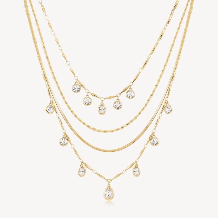 Collana multifilo BROSWAY Symphonia in acciaio 316L dorato con cristalli BYM204