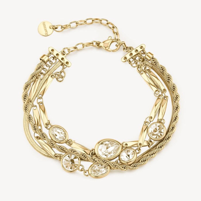 Bracciale multifilo BROSWAY Symphonia in acciaio 316L dorato con cristalli BYM211