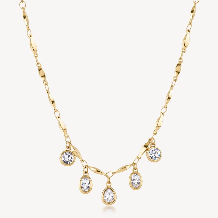Collana BROSWAY Symphonia in acciaio 316L dorato con cristalli BYM202