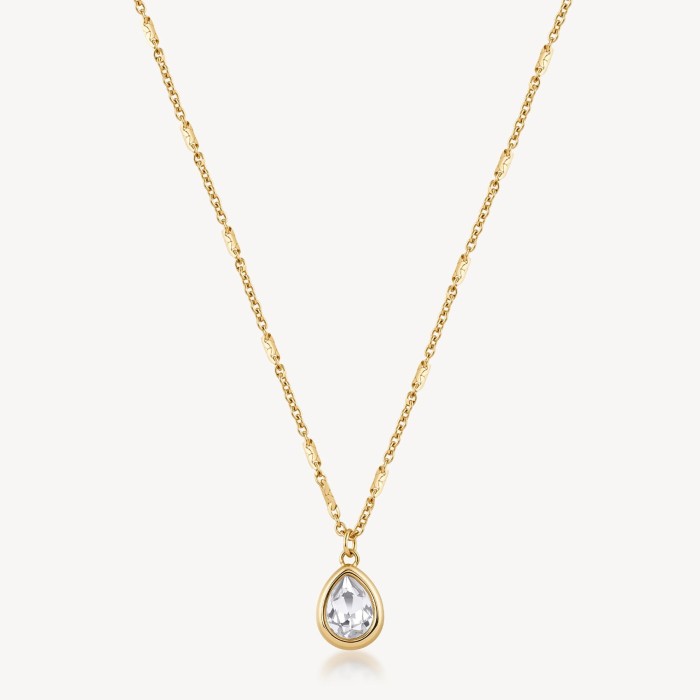 Collana BROSWAY Symphonia in acciaio 316L dorato con cristallo forma goccia BYM198