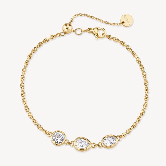 Bracciale BROSWAY Symphonia in acciaio 316L dorato con cristalli forma goccia ovale tondo BYM206