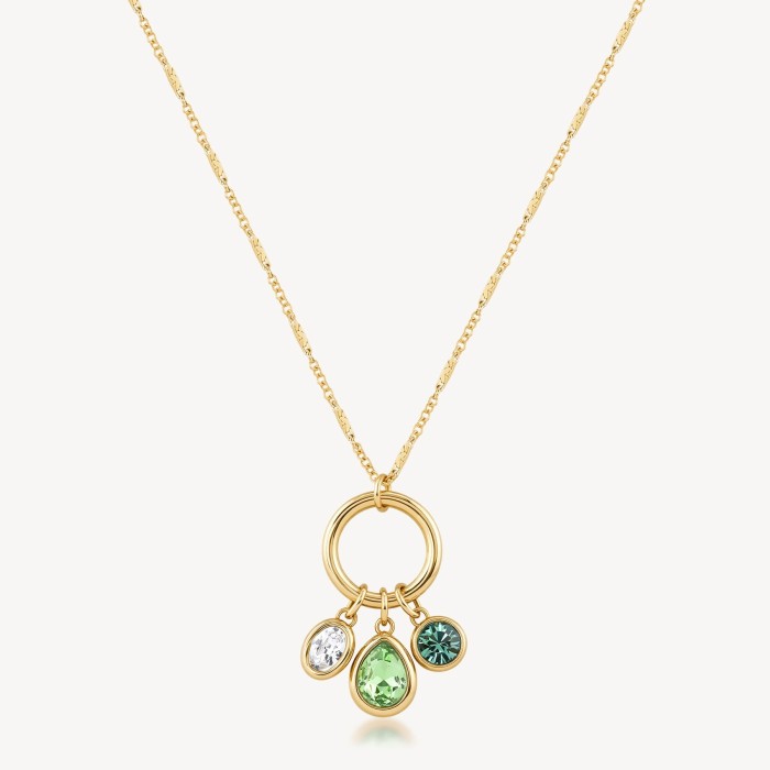 Collana BROSWAY Symphonia in acciaio 316L dorato con cristalli multicolor forma goccia ovale tondo BYM200