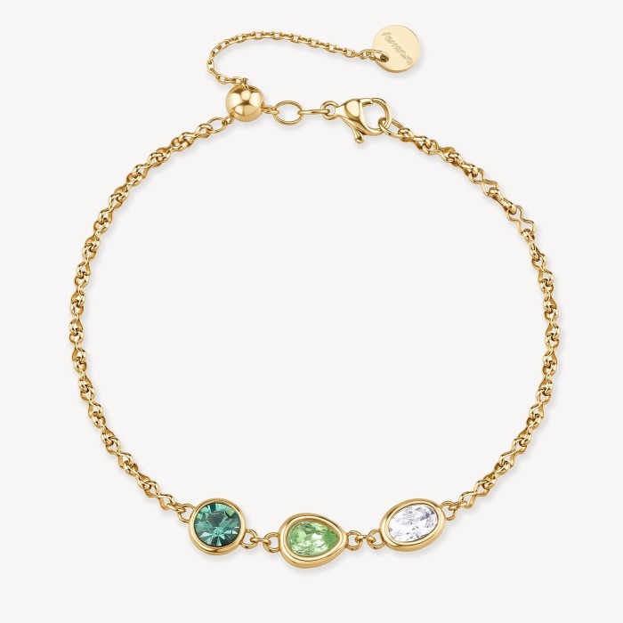 Bracciale BROSWAY Symphonia in acciaio 316L dorato con cristalli multicolor forma goccia ovale tondo BYM207