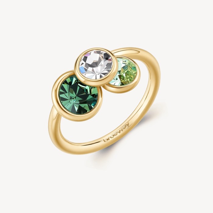 Anello BROSWAY Symphonia in acciaio 316L dorato con cristalli multicolor forma goccia ovale tondo BYM219B Misura 14