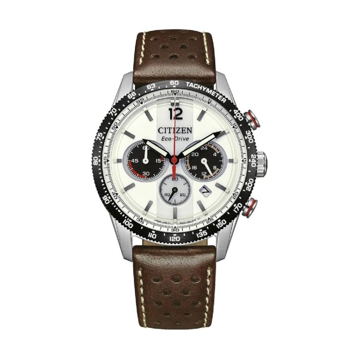 Orologio CITIZEN Vintage Racing CA4714-04A White  con cinturino in pelle marrone