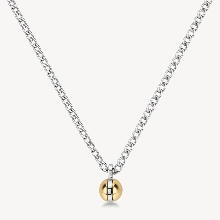 Collana Uomo BROSWAY Origin in acciaio 316L con pendente a sfera dorata BII02
