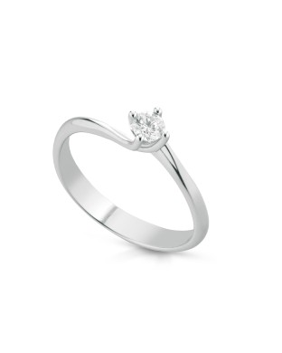Anello solitario in oro bianco 9Kt con diamanti naturali C-ANSV9KT/008