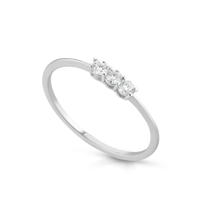 Anello trilogy in oro bianco 9Kt con diamanti naturali C-ANT9KT/1