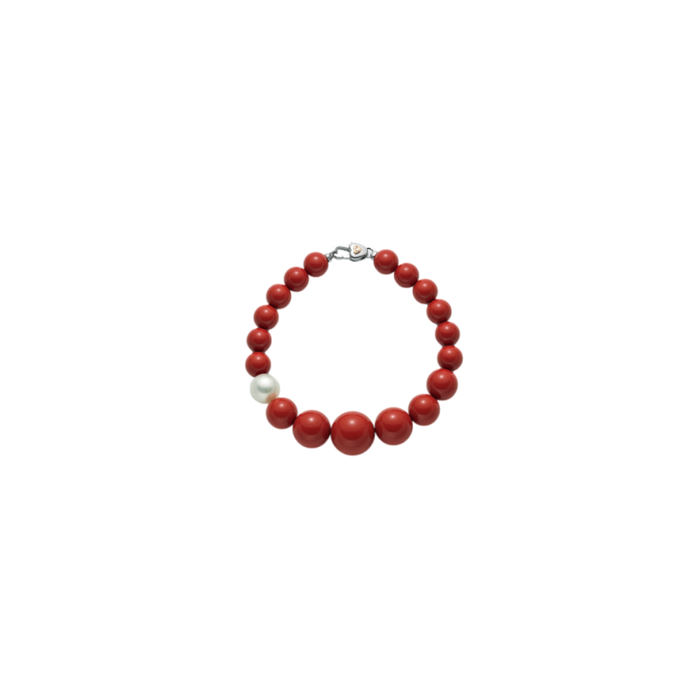 Bracciale MILUNA Terra e Mare in argento 925 con corallo rosso e perla PBR1802V