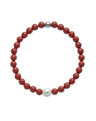 Bracciale MILUNA Terra e Mare in argento 925 con corallo rosso e perla centrale PBR3208