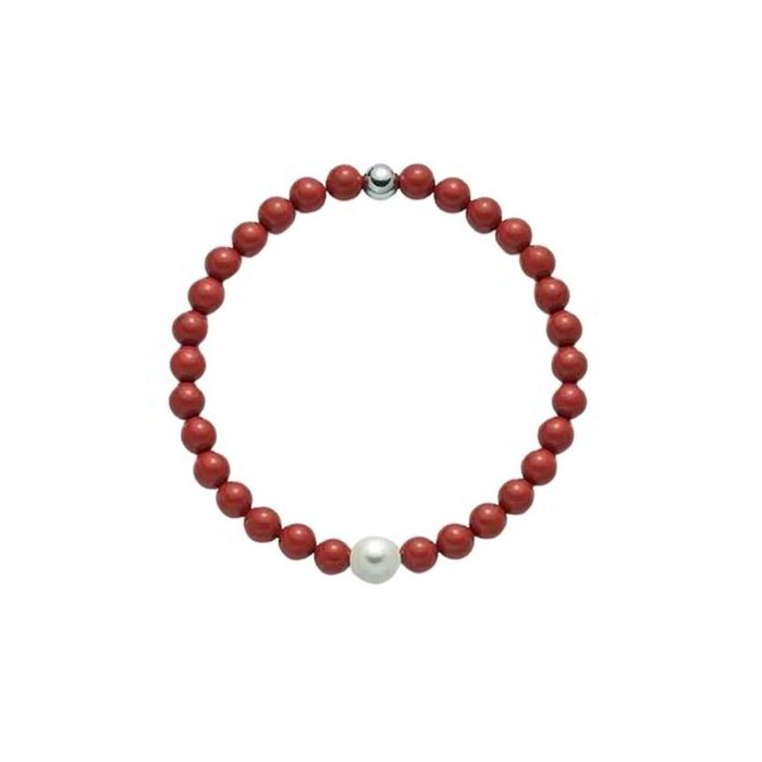 Bracciale MILUNA Terra e Mare in argento 925 con corallo rosso e perla centrale PBR3208