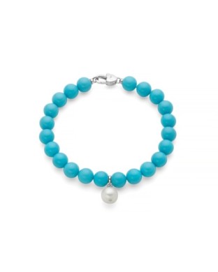 Bracciale MILUNA Terra e Mare in argento 925 con turchese e perla pendente PBR3737