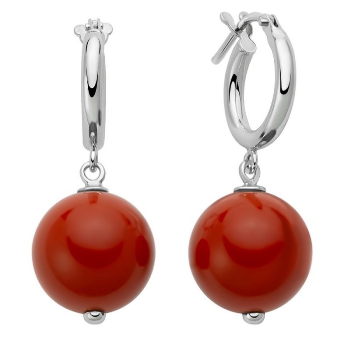 Orecchini pendenti MILUNA Terra e Mare in argento 925 con corallo rosso PER2824