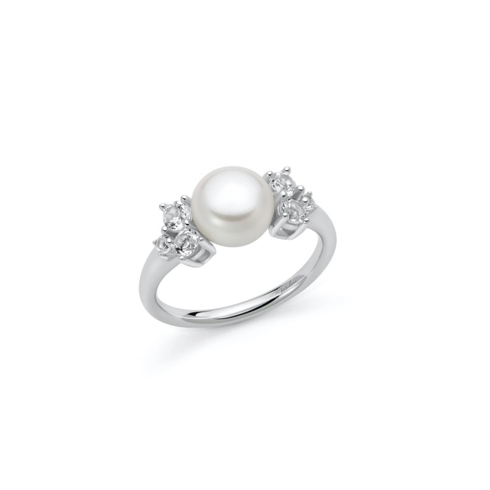 Anello MILUNA Andromeda in argento 925 perla e topazi PLI1739