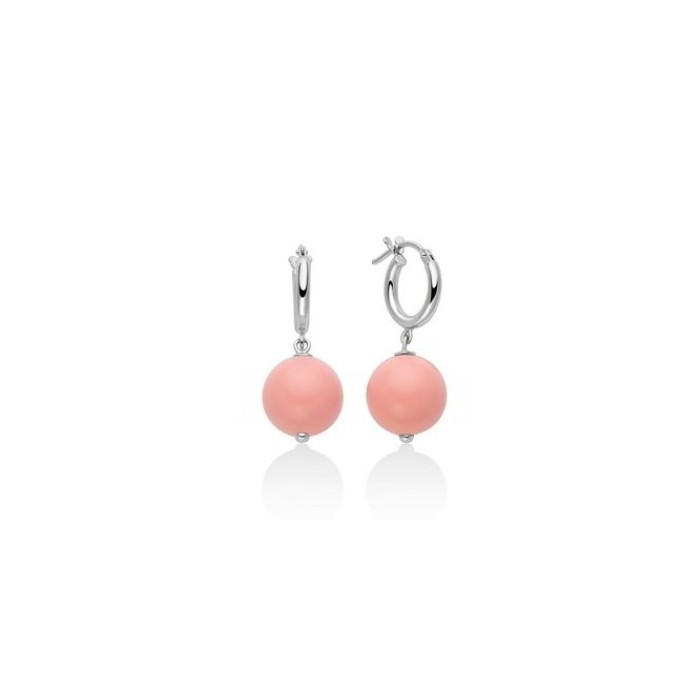 Orecchini pendenti MILUNA Terra e Mare in argento 925 con corallo rosa PER2823