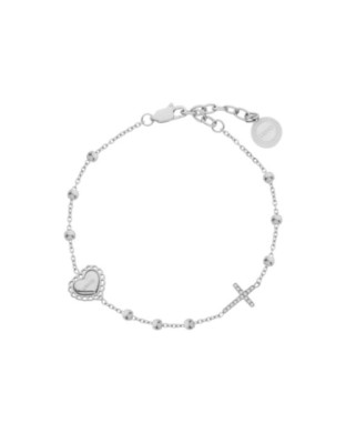 Bracciale a rosario LIU-JO Spirituality in acciaio con cuore e croce LJ3207