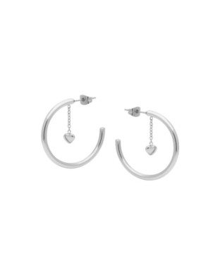 Orecchini a cerchio LIU-JO jewelry in acciaio con pendente cuore LJ3195
