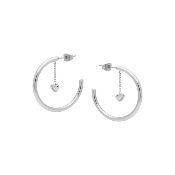 Orecchini a cerchio LIU-JO jewelry in acciaio con pendente cuore LJ3195