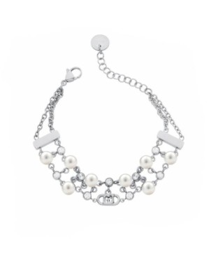 Bracciale doppio filo LIU-JO jewelry in acciaio con perle LJ3172