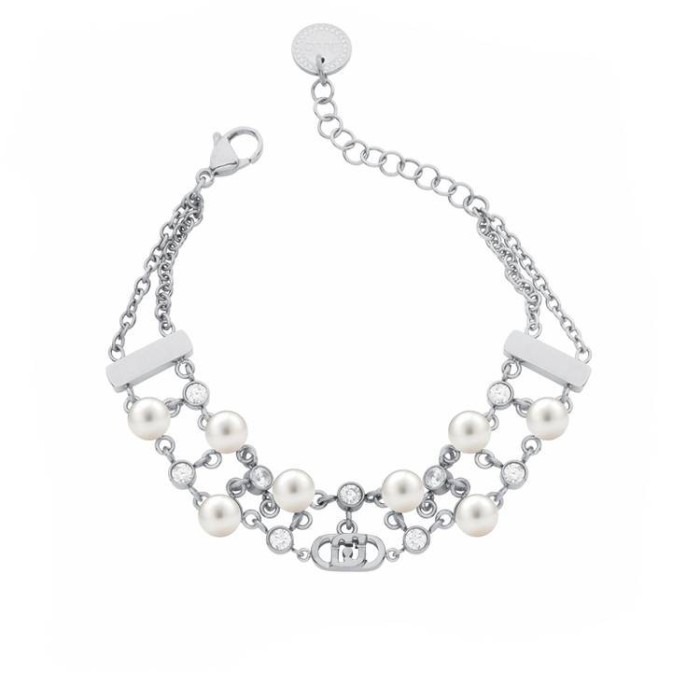 Bracciale doppio filo LIU-JO jewelry in acciaio con perle LJ3172