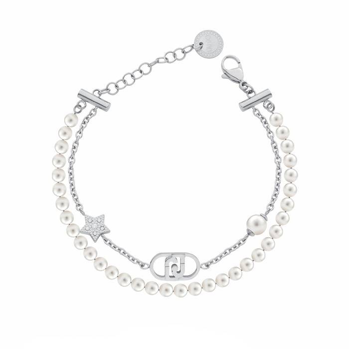 Bracciale doppio filo LIU-JO jewelry in acciaio con perline e charms LJ3165